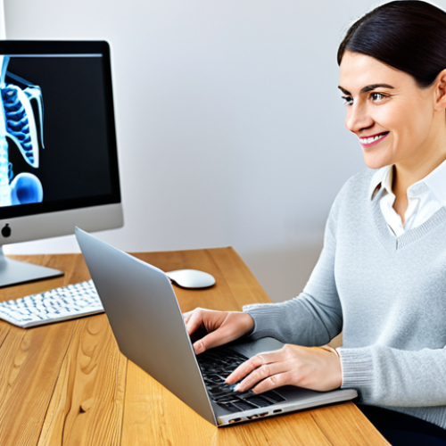 Telehealth Consultation**

"A professional woman in her 30s, fully clothed in a modest blouse and sweater, participating in a telehealth consultation on her laptop in a bright and modern home office, appropriate attire, safe for work, professional setting, perfect anatomy, well-formed hands, correct proportions, natural pose, family-friendly, high quality, digital illustration."

**
