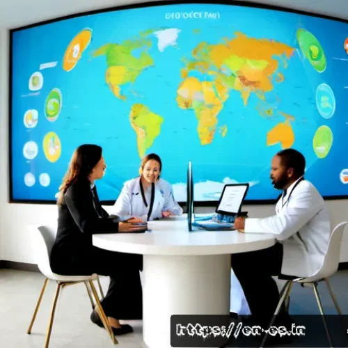 Home 17 예방 중심 헬스케어의 글로벌 전략 - Photorealistic global preventive healthcare strategy meeting in a bright modern public health operat...